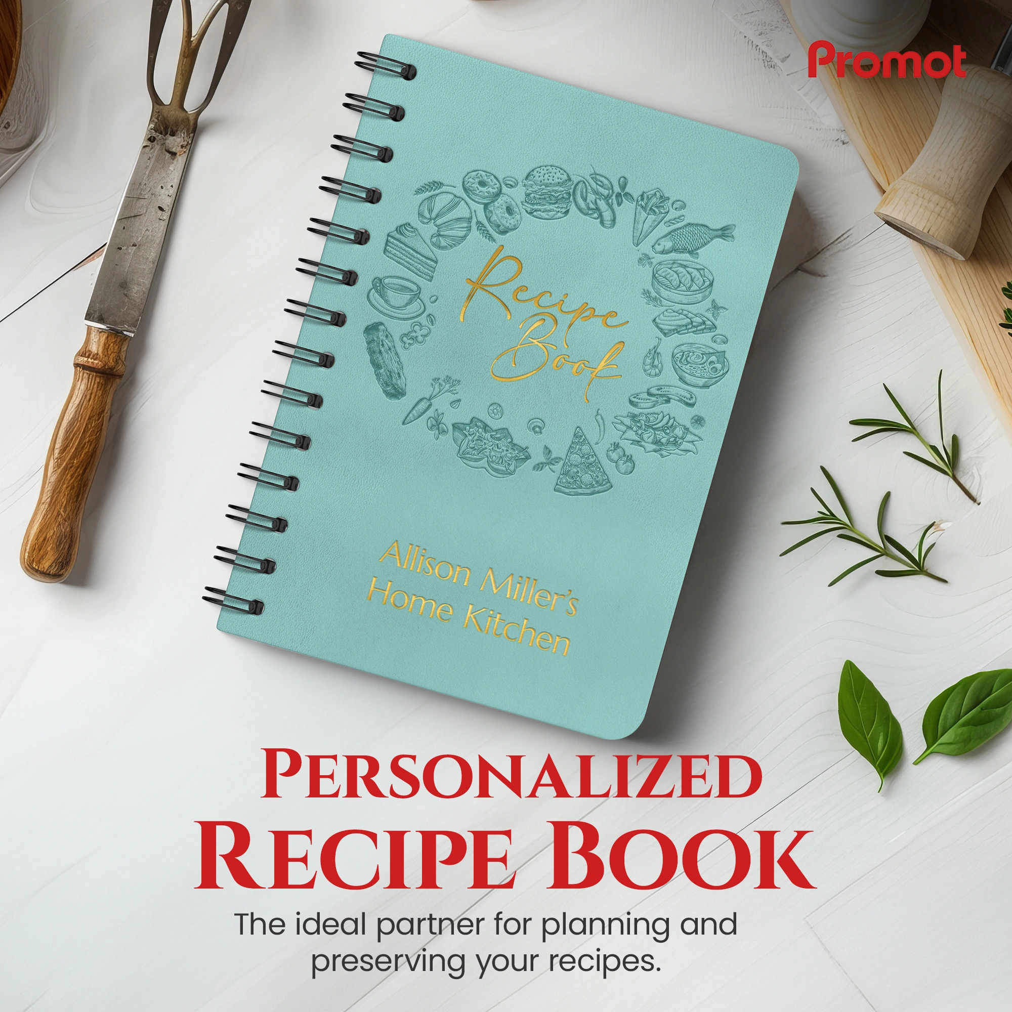 Custom Recipe Book - Sea Green hover
